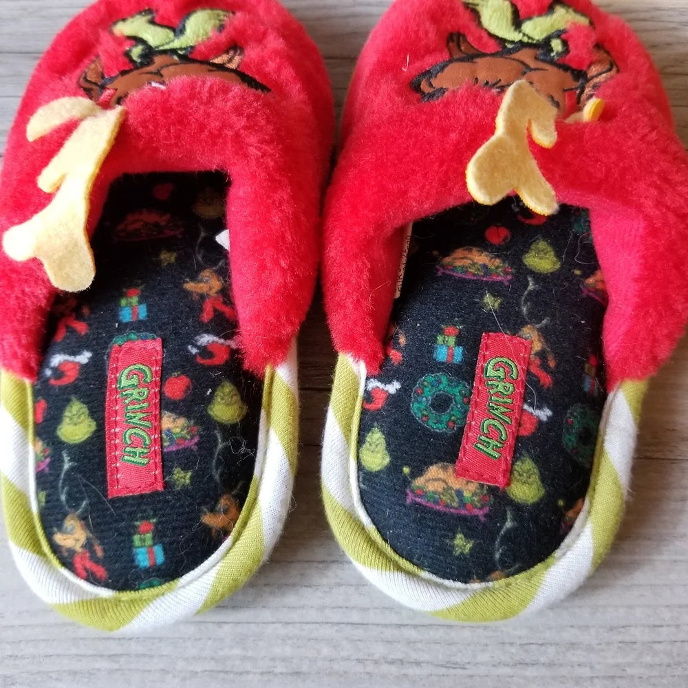 Dr Seuss Grinch Max Christmas Toddler Slip on Scuff Slippers NWOT